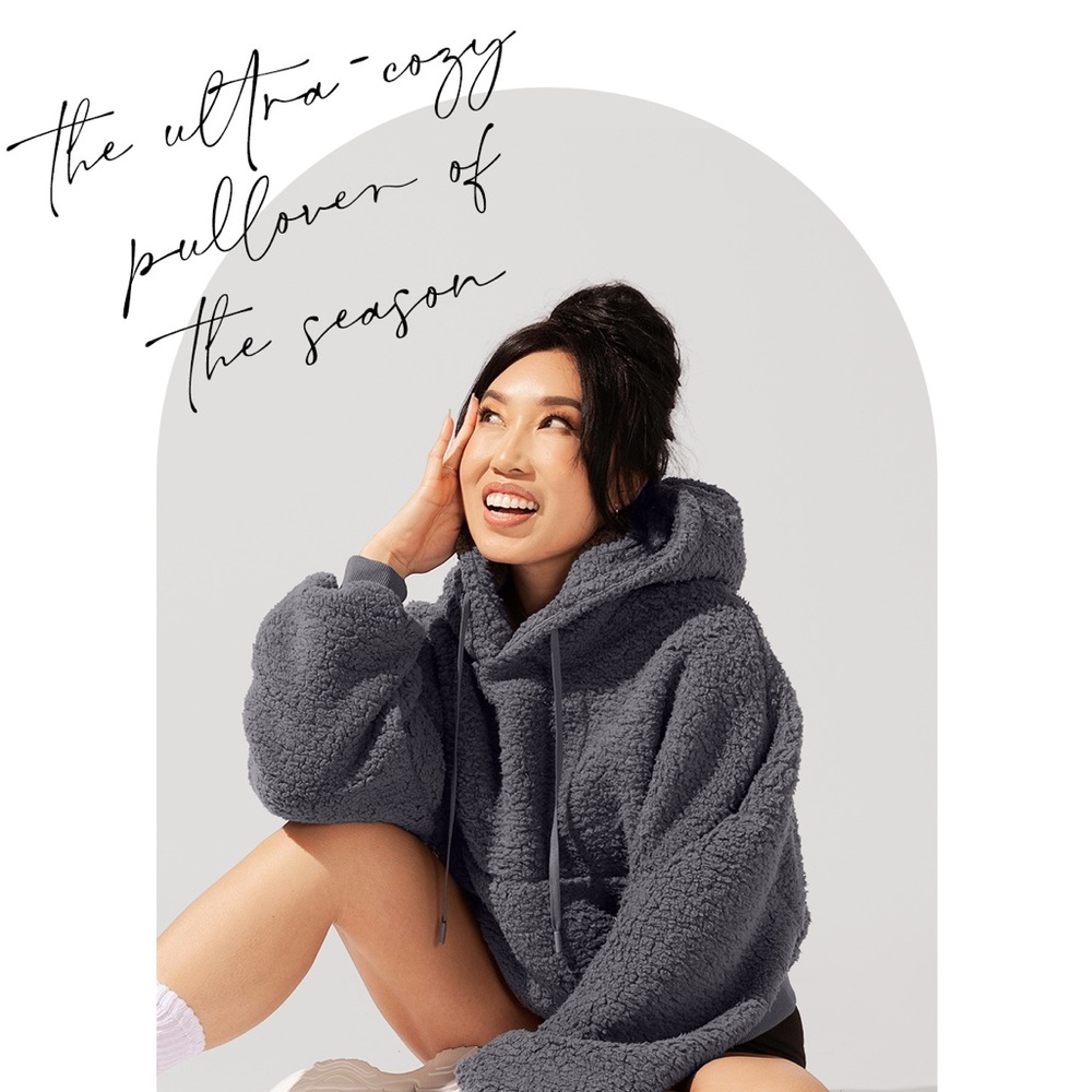 POPFLEX Gray Blanket Sherpa Cloud Pullover